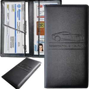 Home Premium Black PU Leather Car Document Holder for RC, Insurance & Vehicle Documents